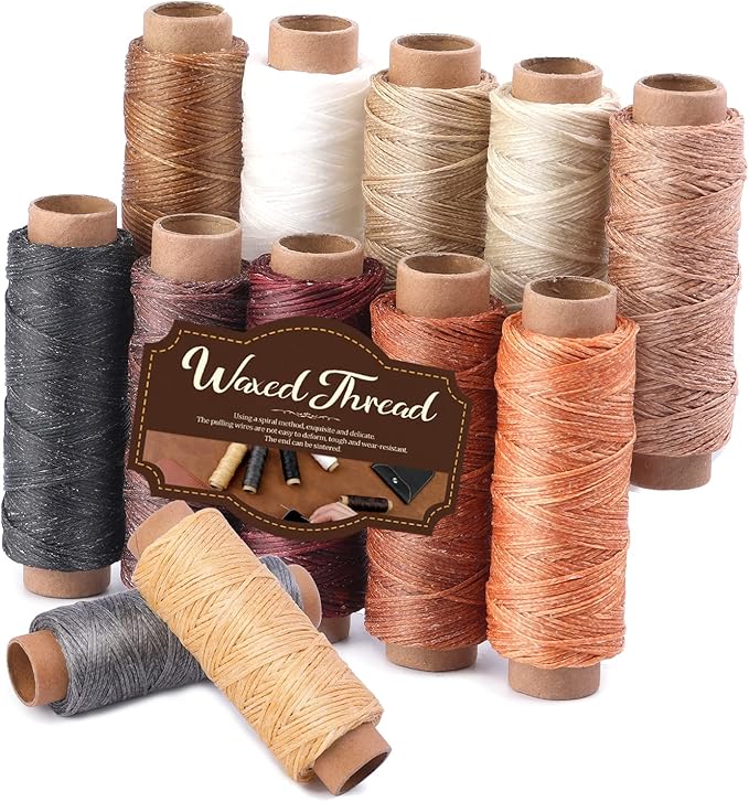 BUTUZE 660 Yards Leather Sewing Waxed Thread - 150D 55 Yards Per Spool Stitching Thread for Leather Craft DIY, Bookbinding,Shoe Repairing, Hand Sewing