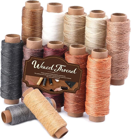 BUTUZE 660 Yards Leather Sewing Waxed Thread - 150D 55 Yards Per Spool Stitching Thread for Leather Craft DIY, Bookbinding,Shoe Repairing, Hand Sewing