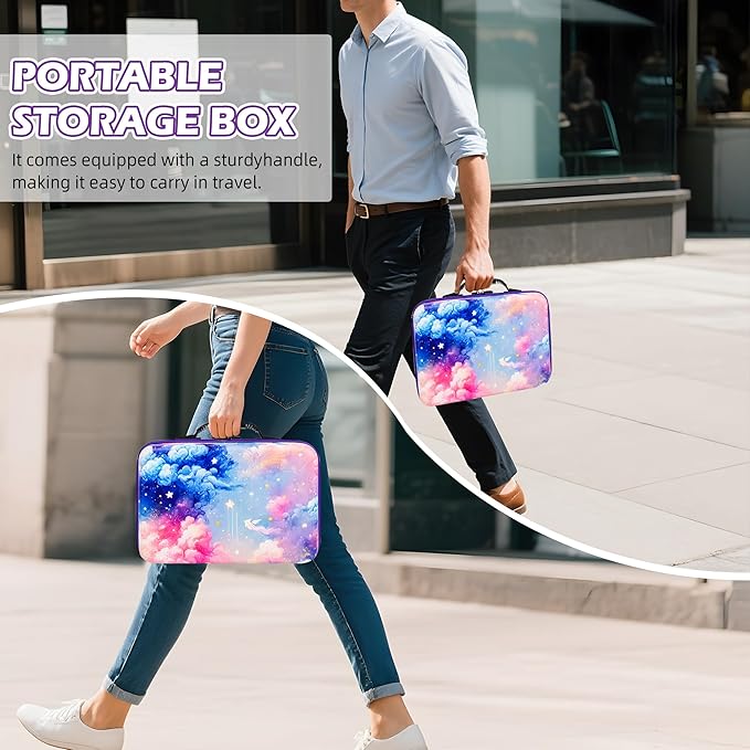 60 Slots Diamond Painting Storage Container, Diamond Art Kits for Adults Stackable Bead Organizer with Carrying Handle, Craft Storage Box with Accessories (Celestial Journey-60 Slots)