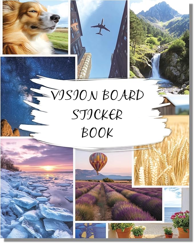 Sawnfay Vision Board Book - 2026 Vision Board Sticker Book, with Motivational Images & Quotes, Vision Board Kit & Supplies for Women, Travel