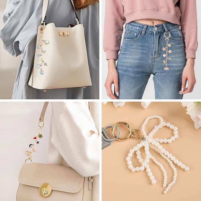 319Pcs Lip Gloss Keychain Making Kit, Including 18 Keychain Clips, 20 Extender Chain, 117 Charms, 150 Jump Ring, 1 Jewelry Plier, Bag Charm Kit, Key Chains Making Supplies for DIY Crafting and Jewelry