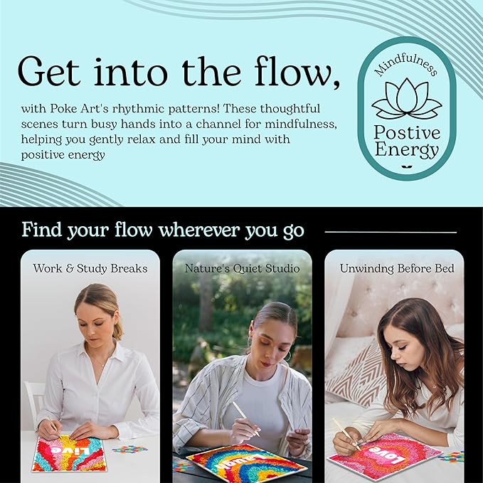 Unwynd Poke Art Positive Vibes, Mess-Free Arts and Crafts for Adults, Teen Craft Kits, Thoughtful Easter Gifts for Women and Men