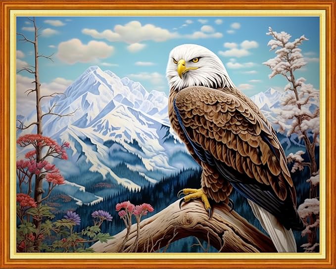 dimxvean stamped cross stitch kits,cross stitch kits for adults beginners,embroidery kits full range of cross stitch stamped kits needlepoint kits cross stitch patterns-mountain eagles 16x20 inch