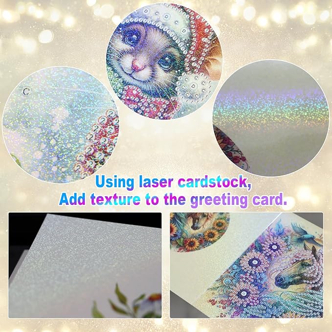 6pcs 5D DIY Diamond Painting Kit Greeting Card,Diamond Handmade Greeting Card with Envelope, Holiday Gift Congratulations Colourful Dragonfly