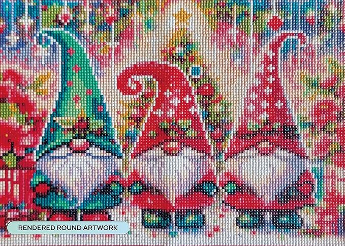 igoodom Diamond Art Kits for Adults, Christmas Diamond Painting Kit, Full Drill Round Christmas Gnome Diamond Art Kits, DIY Gem Art and Crafts for Home Wall Decor Gift 16x12inch