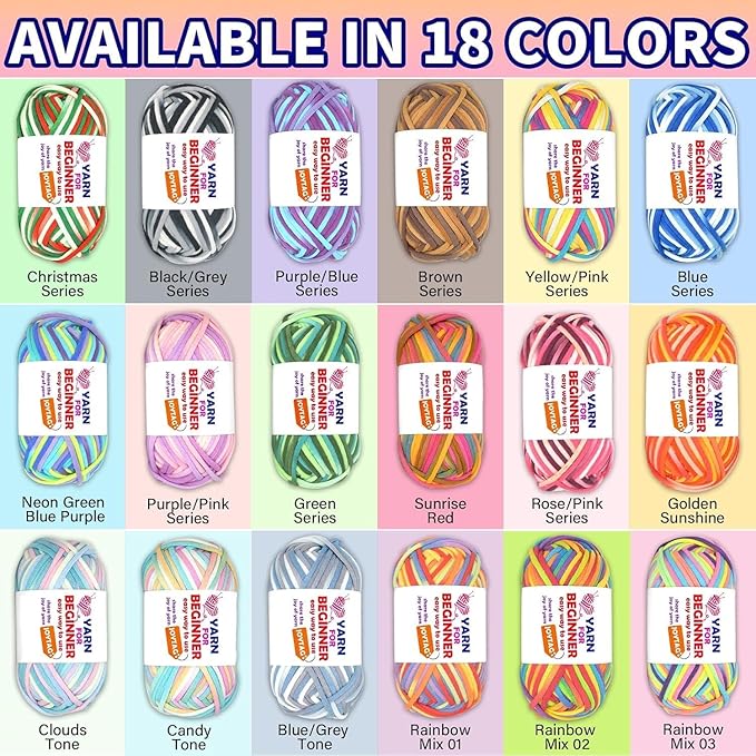 50g Rainbow Beginner Crochet Yarn for Crocheting and Knitting Multicolor Cotton Crochet Yarn for Beginners(Pink Variegated)