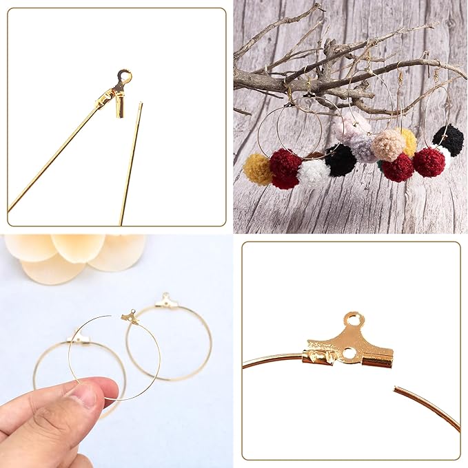 Earring Making Kit with 940 PCS Beading Hoop Earring Finding Component Accessories Hooks Jump Rings Loop Earring Backs Beads and Charms for Jewelry Making Earring DIY Craft