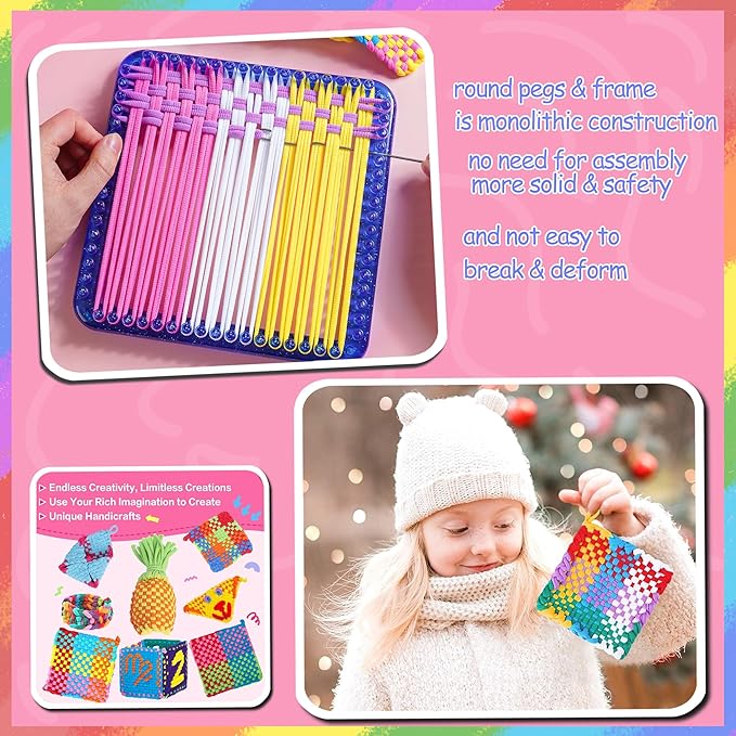 REENLIV Upgraded Weaving Loom Kit Toys for Kids & Adults, DIY Arts & Crafts, Easy Potholder Loom Knitting Activity for Beginners, Ideal Gifts for Girls Ages 5 6 7 8-12 13 Years Old, 252 Craft Loops