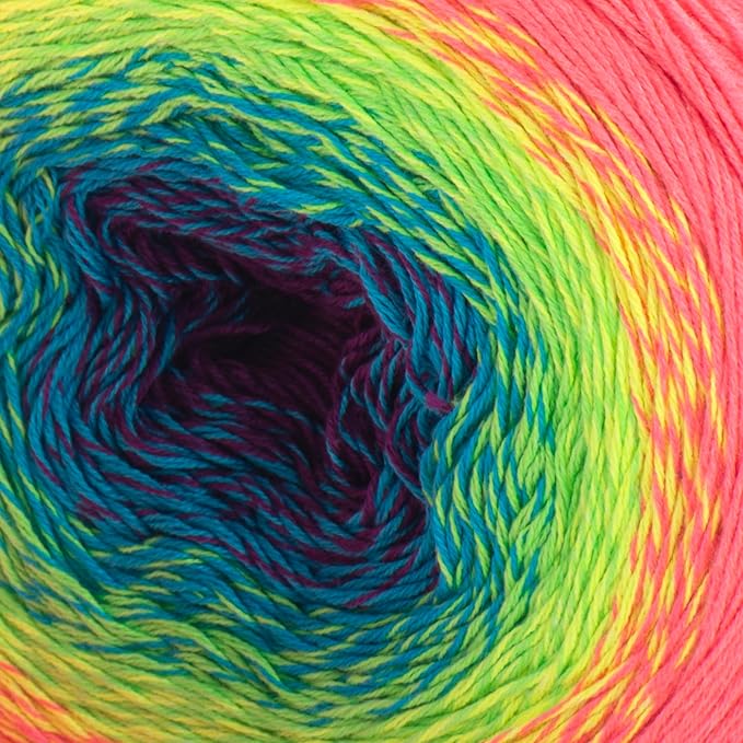 YarnArt Flowers Vivid Gradient Yarn – 55% Cotton 45% Acrylic – Multicolor Ombre for Knitting & Crochet – Lightweight Fine, 250g (8.8 oz), 1094 yds – Rainbow Summer (505)