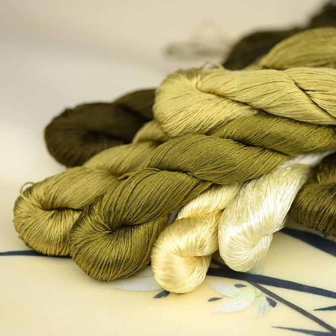 Natural 100% Silk Thread, Handmade Embroidery Thread Silk Floss 7 Colors 110m Each (18)