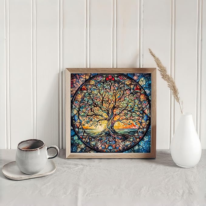 Diamond Art Kits for Adults Tree of Life, DIY 5D Diamond Painting Kit for Beginners, Full Round Drill Gem Art Dots for Adults, Diamond Dots Paintings Crafts Home Wall Decor 14X14 Inch