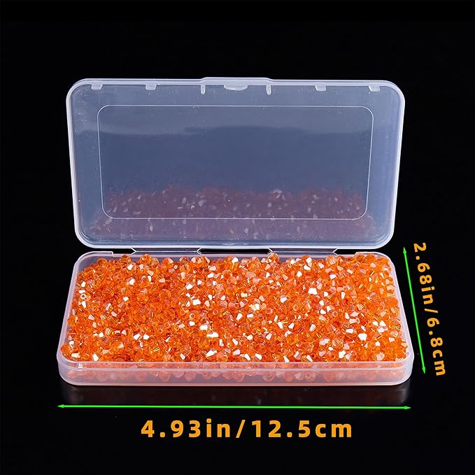 laopottbeads 1100pcs 4mm bicone crystal glass beads for jewelry making, sparkling mini beads for suncatchers, diy bracelets & craft projects (orange)