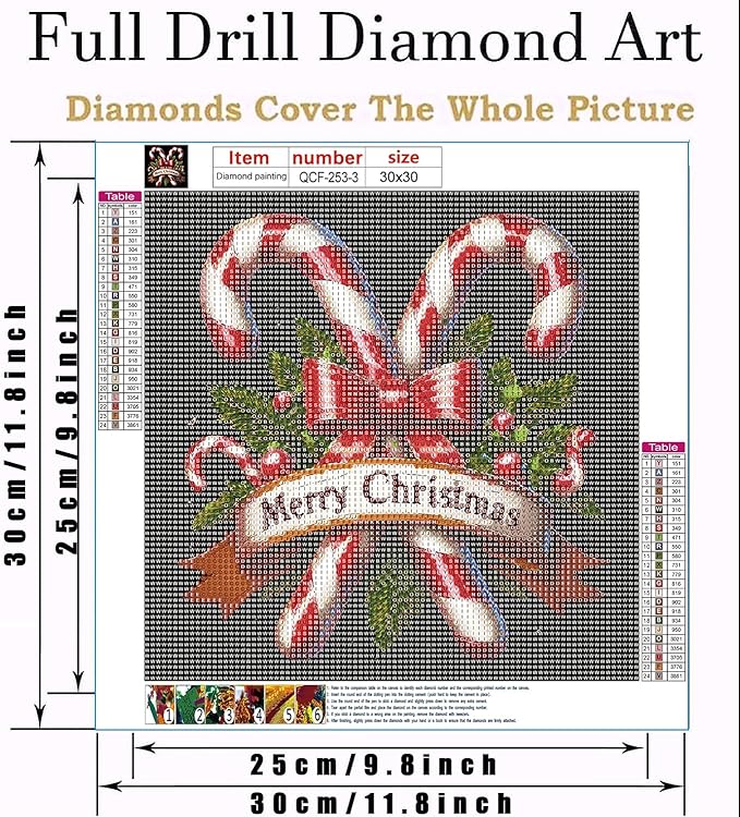 EIBEILI Christmas Diamond Painting Set, 3-Piece Diamond Painting Set (Adults), 5D Diamond Painting Set (Adults), DIY Round Full Diamond Gemstone Art Painting, Home Wall Decoration, 12 x 12 inches
