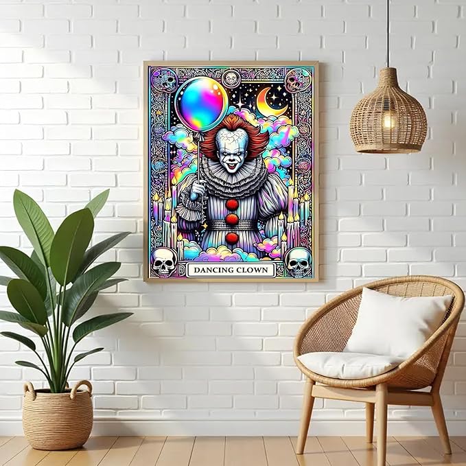 LILEIDECO Diamond Painting Kits for Adults DIY 5D Diamond Art Painting Kits with Round Diamonds Full Drill Horror Movie Gem Art Painting Kit for Home Wall Decor Gifts12x16inch