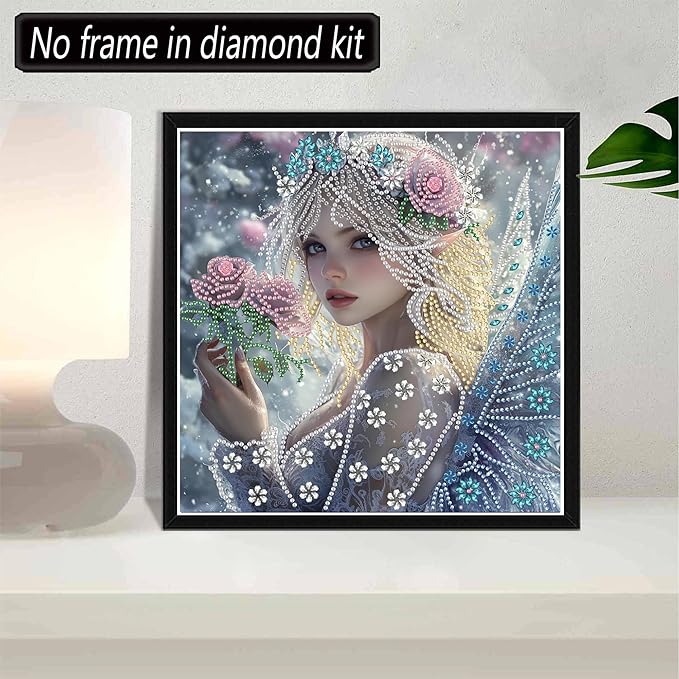 SKRYUIE DIY Diamond Art Kits for Adults Woman Special Shape - 5D Diamond Painting Kits for Adults Flower - Crystal Embroidery Cross Stitch - Craft for Wall & Office Decor 12 x 12 Inch c18