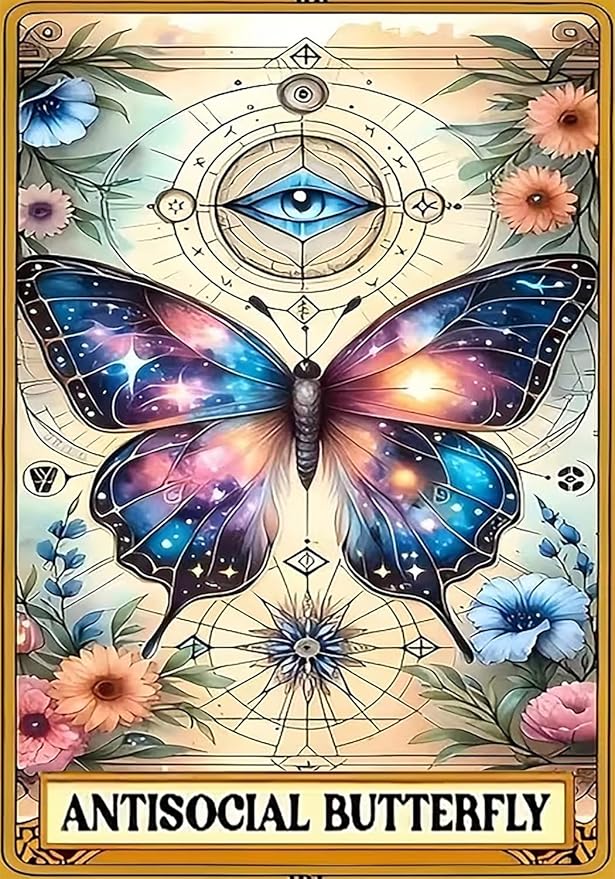Tarot Diamond Art Kits for Adults, Butterfly DIY Diamond Painting Kits 5D Diamond Dots Gem Art Crafts with Tools,，Round Full Drill Crafts for Home Wall Decor&Gift-12x16in