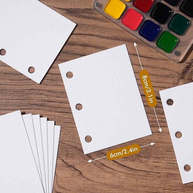Fuumuui Travel Watercolor Samll Paper Refill - 20 Sheets 140 LB (300 GSM) Cold Pressed, Acid-Free Cotton Paper for Painting, Drawing, Art Journaling, Sketchbook As Travel Notebook - 2.4 * 3.1 Inches