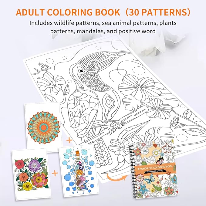Adult Coloring Book Set,Spiral Bound Coloring Books for Adults Relaxation with 36 Colors Non-toxic Markers, Anxiety Relief Gifts with 30 Patterns Included Mandala Animal Flowers