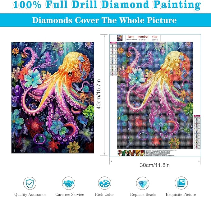 EIBEILI 4 Pack Sea Animals Diamond Painting Kits for Adults, 5D Diamond Art Kits for Beginner DIY Full Drill Diamond Dots Crystal Craft Kits for Home Wall Decor Gifts 11.8x15.7 inch
