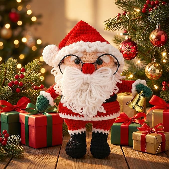 Kovarela Beginners Crochet Kit with Simple Crochet Yarn - with Step-by-Step Video Tutorials (Santa Claus)