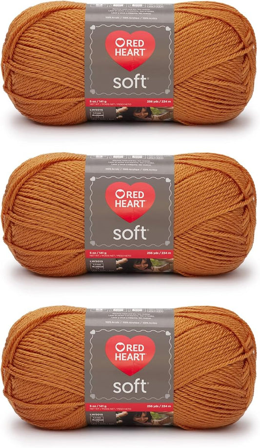 Red Heart Soft Tangerine Yarn - 3 Pack of 141g/5oz - Acrylic - 4 Medium (Worsted) - 256 Yards - Knitting/Crochet