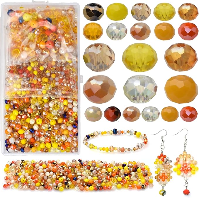 Wholesale 4/6/8mm Crystal Rondelle Beads for Jewelry Making Findings Include Plastic Storage Box,Faceted Glass Beads,Spacer Beads for Bracelets Earrings
