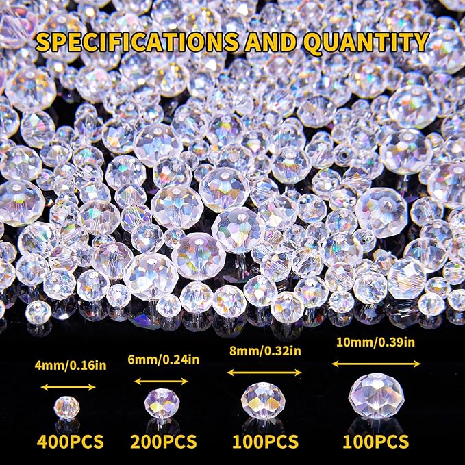 laopottbeads 800pcs 4/6/8/10mm crystal glass beads for jewelry making beads for bracelets necklace pendants making supplies(light purple)
