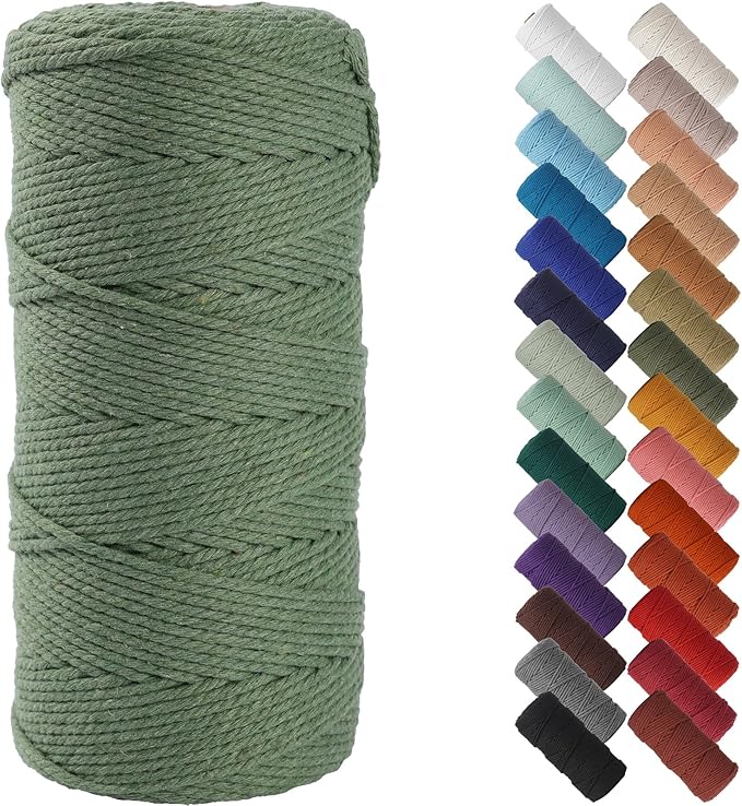 NOANTA Avocado Green Macrame Cord 2mm x 220yards, Colored Macrame Rope, Cotton Rope Macrame Yarn, Colorful Cotton Craft Cord for Wall Hanging, Plant Hangers, Crafts, Knitting