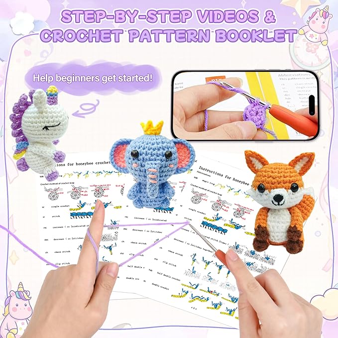 mobelixy 6pcs crochet kit for beginners, 2026 christmas knitting kit with step-by-step video tutorials, beginner crochet kit for adults (blue)