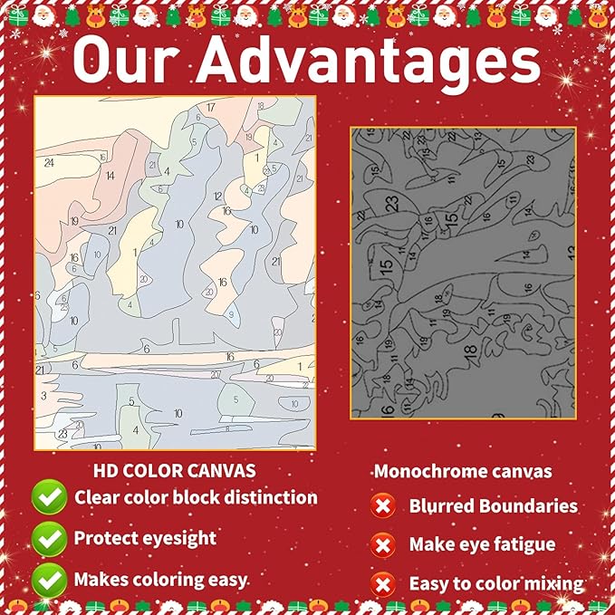 Christmas Paint by Numbers for Adult,Snowman Paint by Numbers Kit for Adults Beginners, DIY Acrylic Painting on Canvas for Home Wall Art Decor 16x20 Inch
