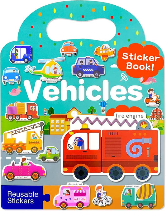 benresive reusable sticker books for kids, sticker books for toddlers, toddler travel toys activities crafts ages 3 and up birthday gifts - vehicle