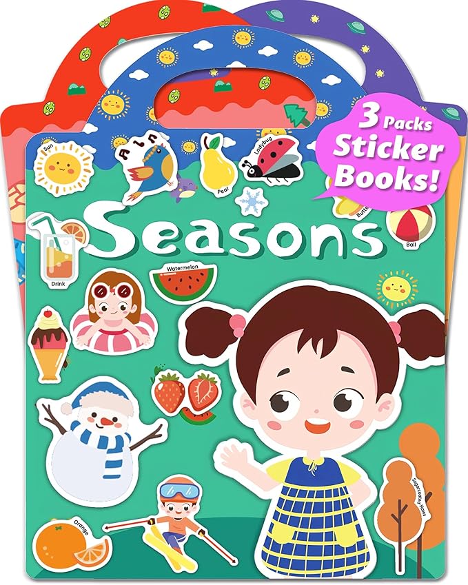 walenced reusable sticker book for toddlers, stickers for kids, toddler sticker book, toddler craft activities, toddler travel toys ages 3 and up boy girl birthday gifts