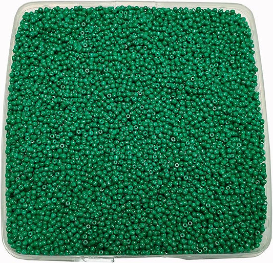 Perlin Glass Seed Beads 4mm 6/0 Round 1100pcs Mini Small Pony Spacer Beads Kit for Jewelry Making Earrings Bracelets Pendants Waist DIY Handmade (Dark Green Opaque)
