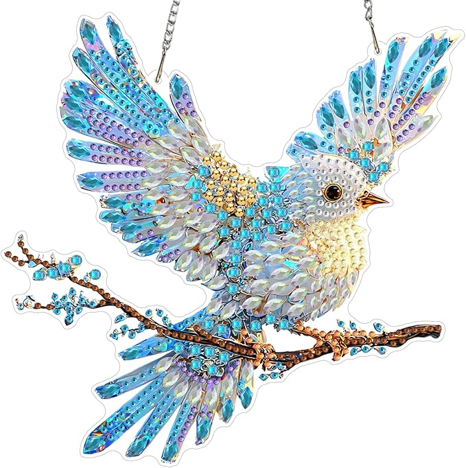 EOBROMD Diamond Hanging Art Kits for Adults, Bird Diamond Art Painting Suncatcher, DIY Special Shaped Rhinestone Kits for Adults, Window Pendants Garden Wall Hanging Ornament