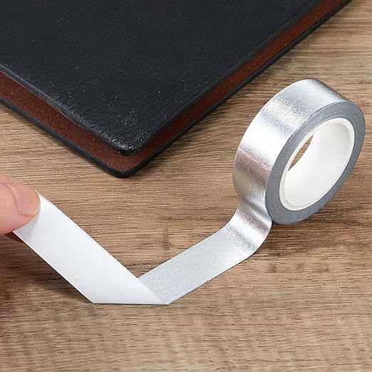 QDiShi 2 Rolls Silver Washi Tape for Wall Decor Decorative,Foil Masking Tape Low Tack Self Adhesive Decorative Washi Tape Metallic 0.59in x66FT Shiny Metallic Color(Silver)