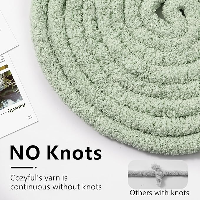 Chunky Yarn for Hand Knitting - #10 Chunky Chenille Yarn, Jumbo Big Thick Chunky Yarns for Crocheting, Super Bulky Chunky Knit Blanket Yarns, 8 Skein (25 yds 8 oz Each Skein), Sage Green