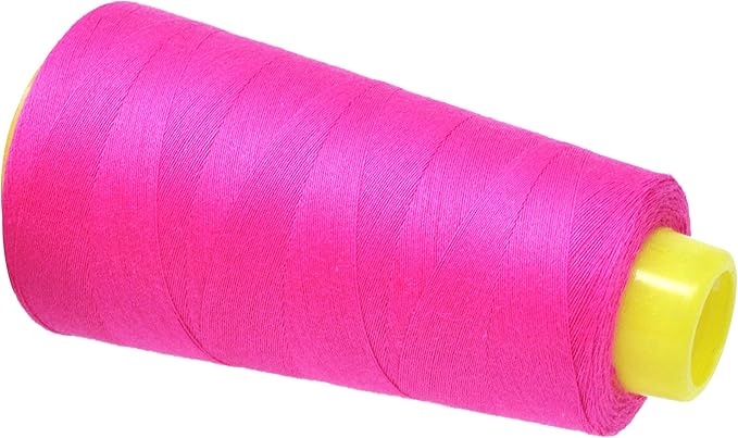 Mandala Crafts Hot Pink Thread Cones for Machine and Hand Quilting - 2400 Yds 50 WT Multiple Purpose Mercerized 100% Cotton Threads for Sewing Machine Serger Embroidery
