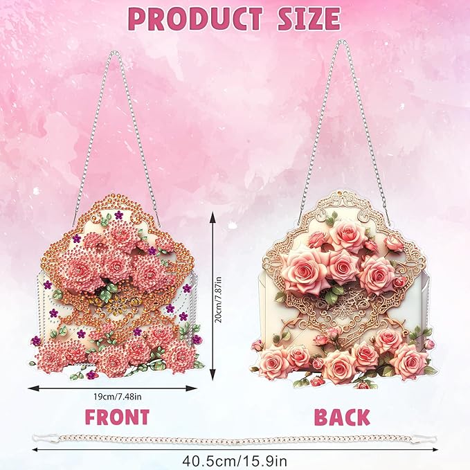 DOMROM Envelope Diamond Art Hanging Kits for Adults Beginners, Special Shaped Crystal Diamond Painting Envelope Pendant, DIY Diamond Art Suncatchers for Home Garden Wall Decor Gift
