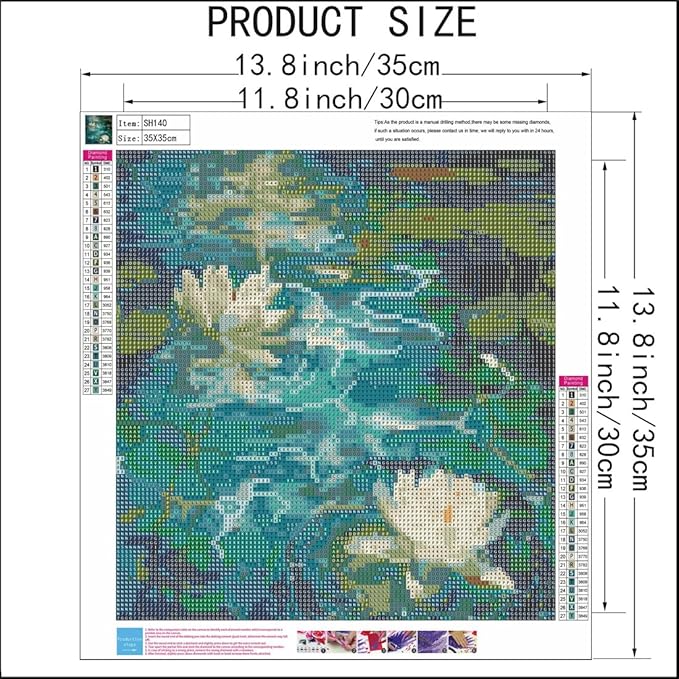 SHICERNHJ 5D Flower Diamond Painting Kits for Adults Beginner,Diamond Art Kits Lotus,DIY Full Round Drill Diamond Dots with Gem Art Craft for Adults Home Wall Decor 14 X 14 Inch