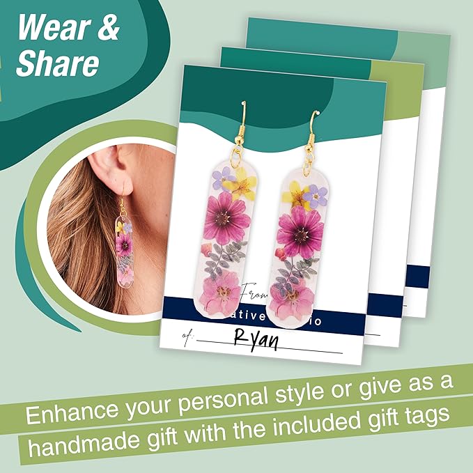 Faber-Castell Pressed Floral Acrylic Earrings - Create 3 Earrings, Jewelry Making Kit and Crafts for Adults, Pressed Floral Earring Making Kit, Easter Basket Stuffers