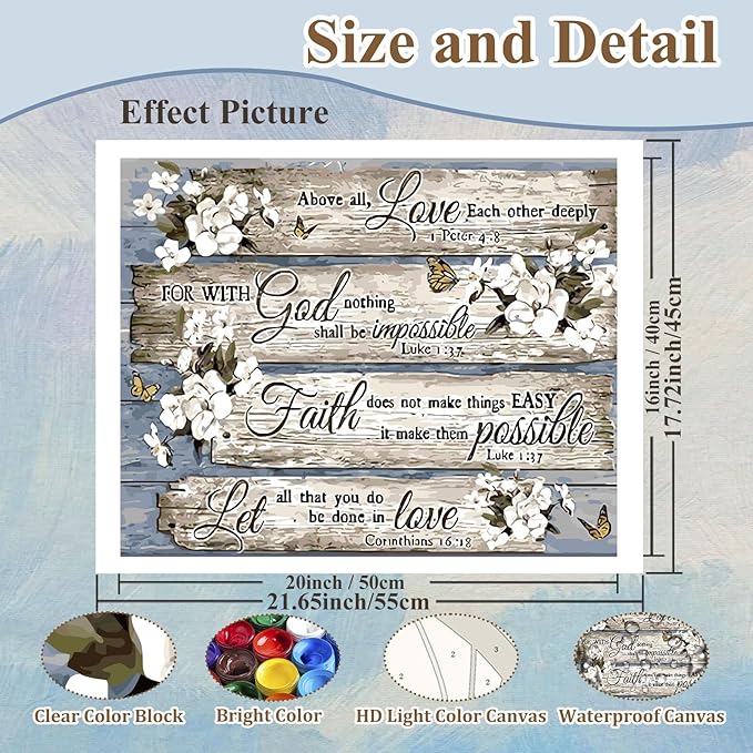 HMZephitiquc Christian Paint by Number for Adults, Religious Paint by Numbers Kit for Adults Beginner, Painting by Numbers, Easy Oil DIY Crafts for Gift Home Decor 16x20 in