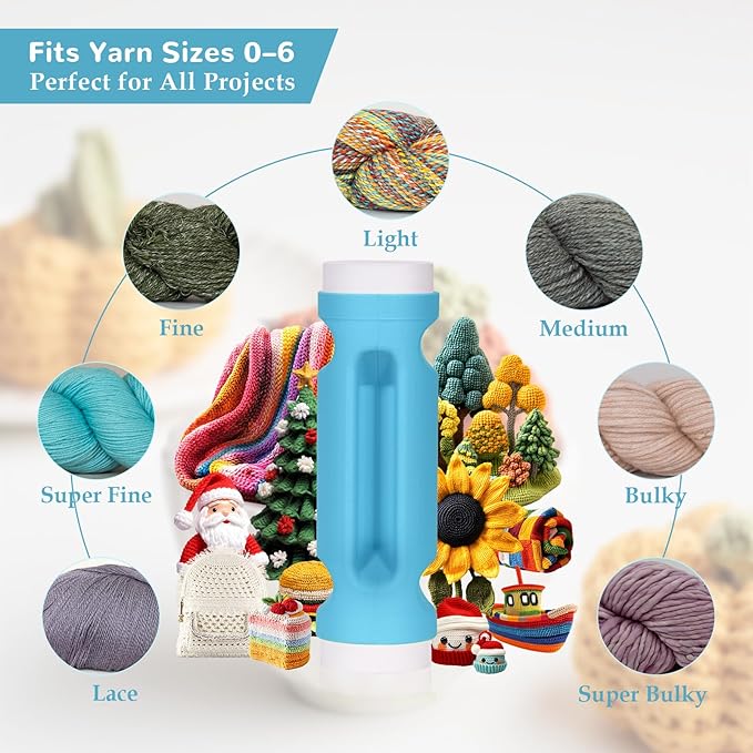 Crochet Loop Guide for Beginners, Durable Plastic 4" Crochet Holder with 6 Replaceable Sponges, Reusable Yarn Guide Tool Accessories for All Yarn Types, Easy Start Crochet Ring Aid (Blue)