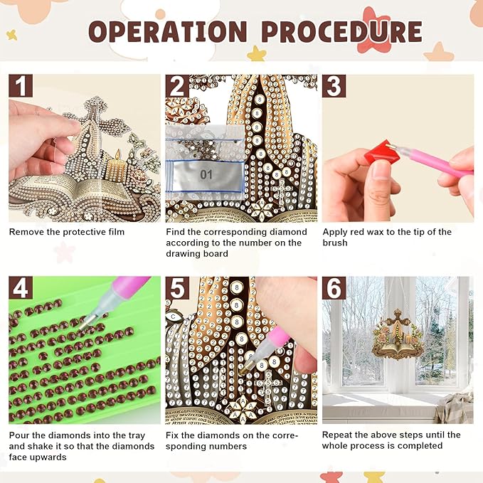 MAXBYE Diamond Art Kits Hanging Cross Pendant, DIY 5D Special Shaped Diamond Painting Craft Gem Art Rhinestone for Adults and Home Window Door Decor 8×8 Inch