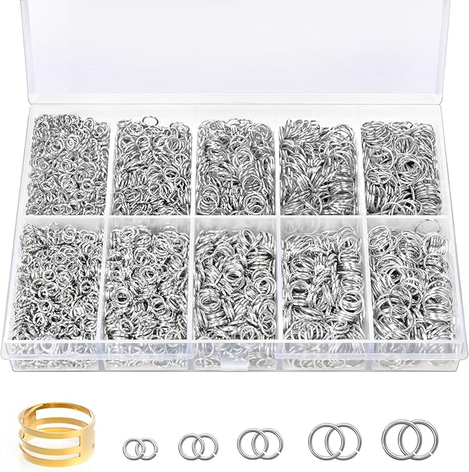 4600 Pcs Jump Rings for Jewelry Making Kit Gold & Silver, Open Rings with Opener Tools for Earrings, Keychains, Bracelet & Necklace Repair Supplies