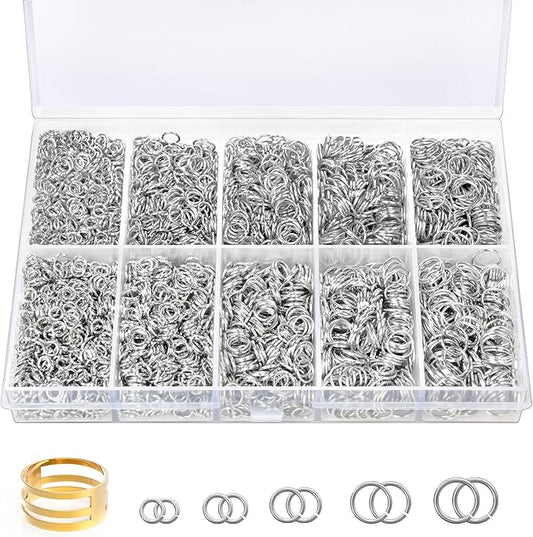4600 Pcs Jump Rings for Jewelry Making Kit Gold & Silver, Open Rings with Opener Tools for Earrings, Keychains, Bracelet & Necklace Repair Supplies