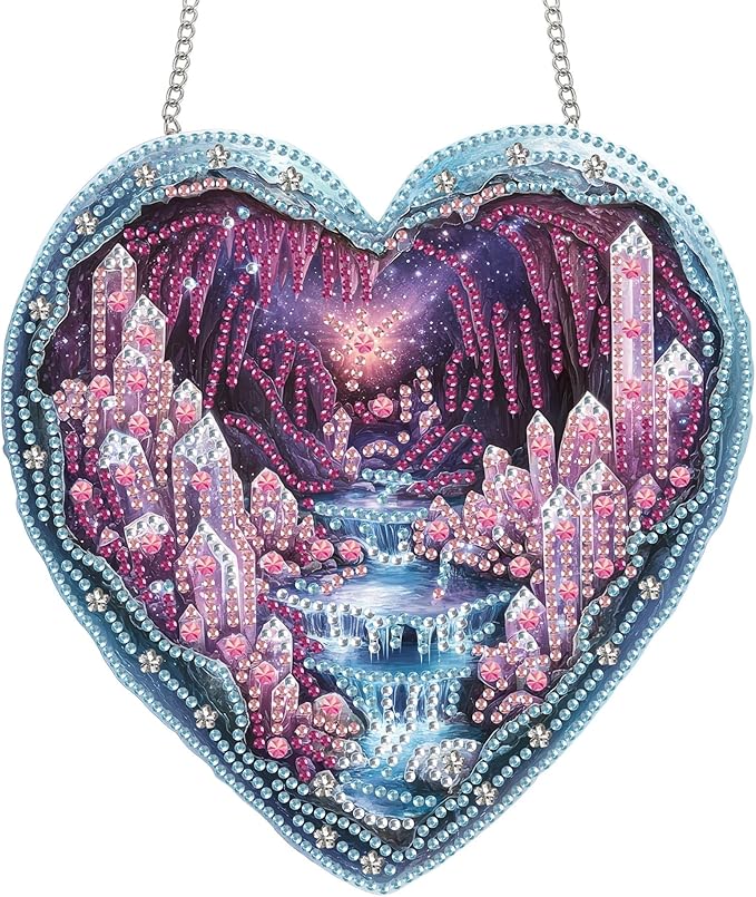 Reofrey Hanging Diamond Art Kits for Adults– 8x8Inch Landscapes Hanging Ornament Acrylic Board Double Sided Pattern Crystal Diamond Art Suncatcher Pendant, for Window Home Decoration Handmade Gift