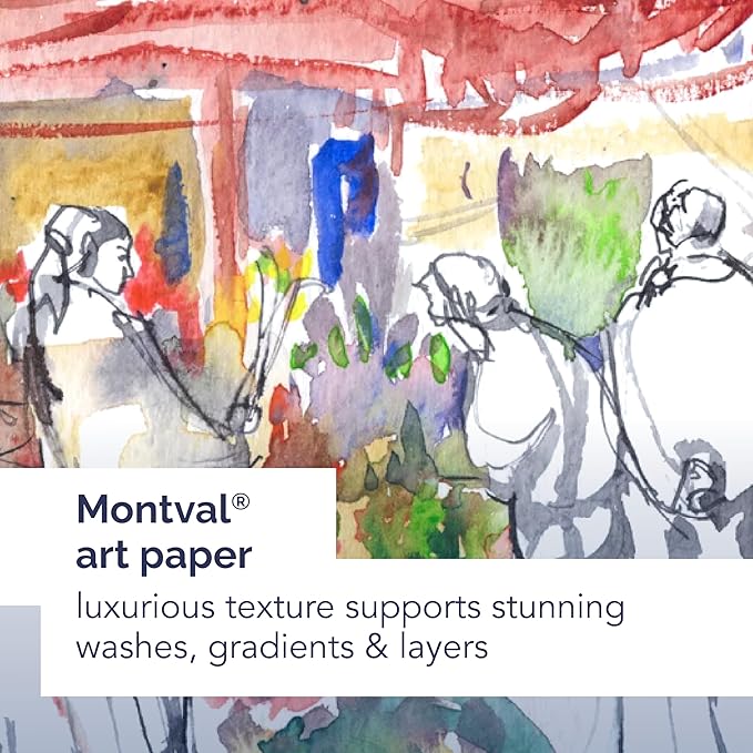 Canson Artist Series Montval Watercolor Paper, Wirebound Pad, 10x7 inches, 20 Sheets (140lb/300g) - Artist Paper for Adults and Students - Watercolors, Mixed Media, Markers and Art Journaling