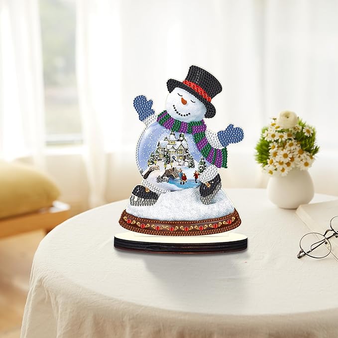 MVVMTOP Christmas Diamond Art Tabletop Decoration, DIY Snowman, Diamond Art 5D Special Shape Crystal Diamond Partial Diamond Art Painting Mosaic Handicraft, Home Office Tabletop Decor Gift
