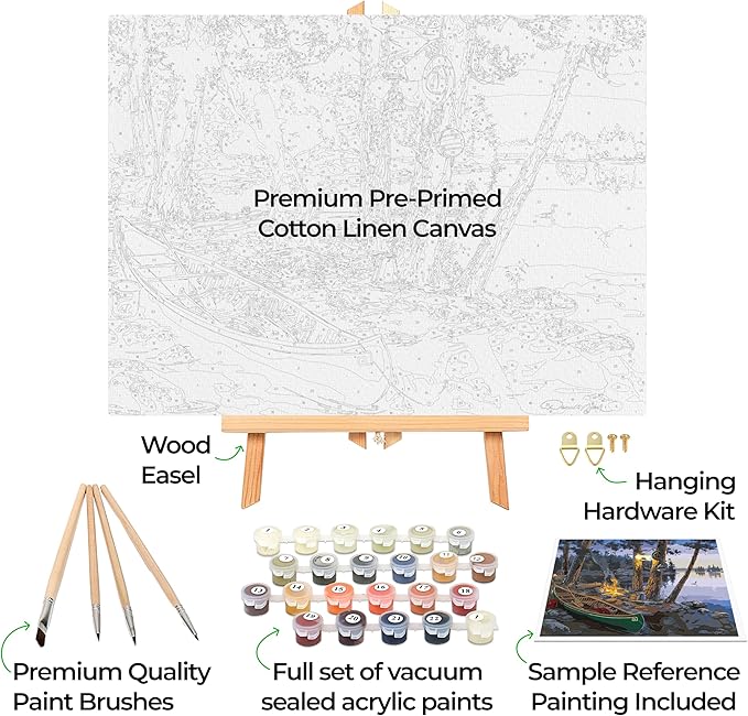 Ledgebay DIY Paint by Numbers Kit for Adults Framed Canvas: Beginner to Advanced Paint by Numbers Kit, Kits Include Acrylic Paint Set Brushes Tabletop Easel (Summer's Song 16" x 20" Framed)