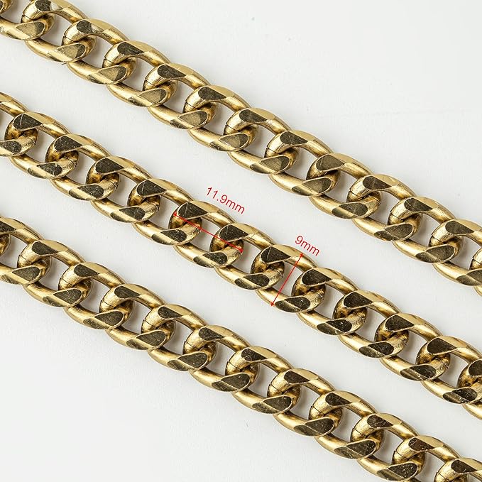 YOUBEIYEE 16.4 Feet Cuban Link Chain for Men Necklace DIY Strong Bronze Plating Aluminum Jewelry Chains Rapper Bracelet DIY Chains Bulk